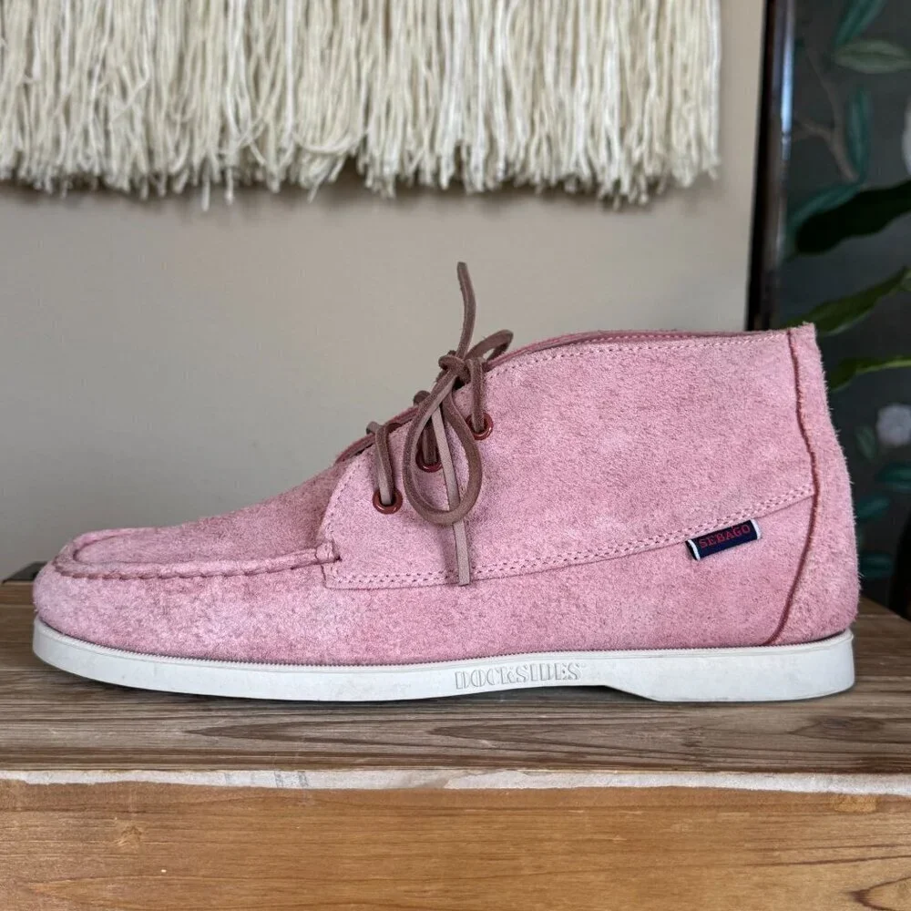 Todd Synder + Sebago Tatanka Chukka Pink Suede High Top Boat Shoe Size 8